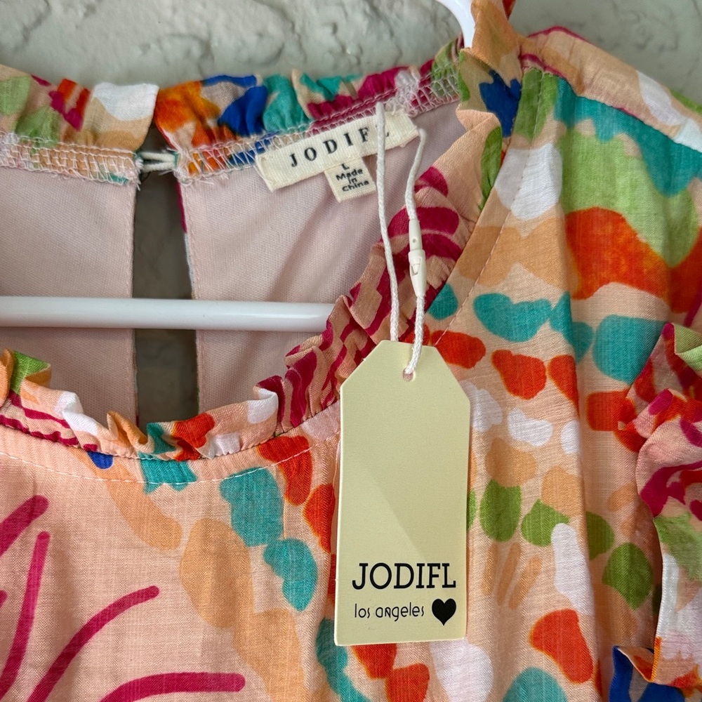 NWT Jodifl Colorful Ruffled Tiered Midi Dress - Picture 2 of 6
